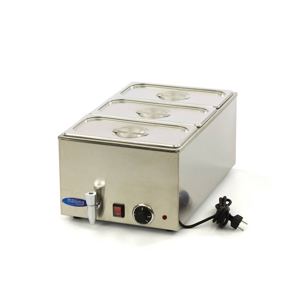 Bain Marie - avec robinet - incl 3 x 1/3 GN set - électrique