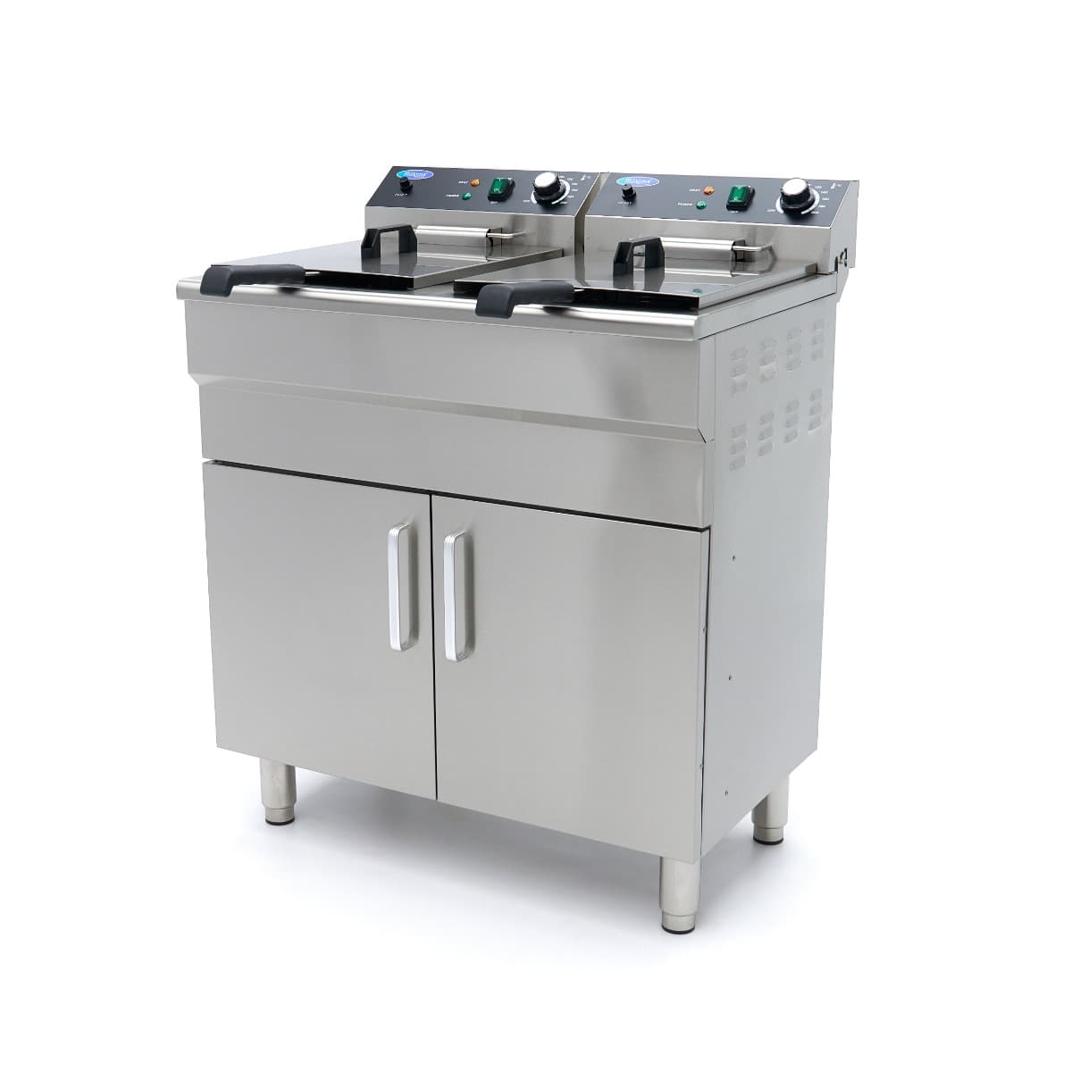 Friteuse - 2 x 16 L - 2 paniers - avec robinet de vidange et support - 230V