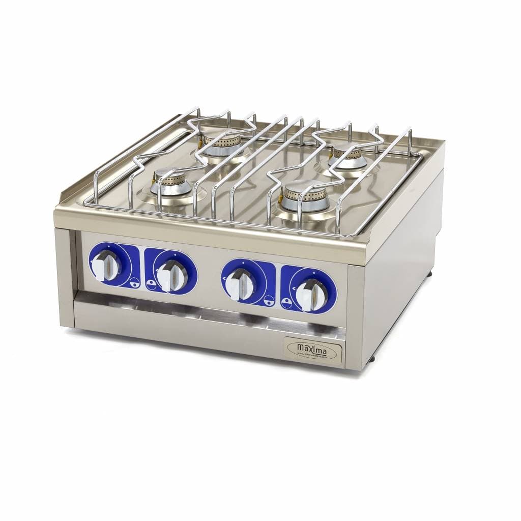 Cuiseur de qualité commerciale - 4 brûleurs - unité double - profondeur 60 cm - gaz