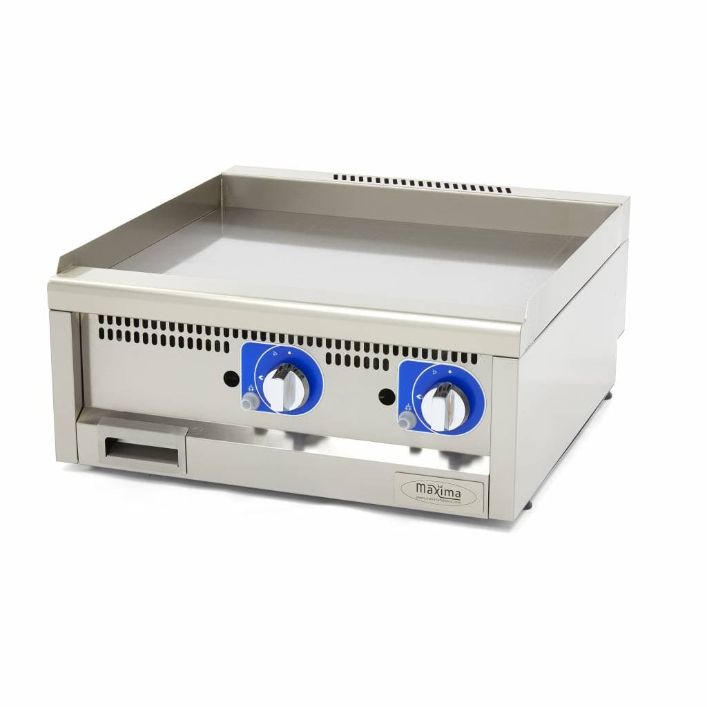 Gril de qualité commerciale - lisse - unité double - profondeur 60 cm - gaz
