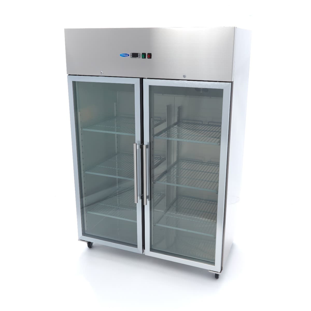 Réfrigérateur - 1200 L - 6 étagères réglables (2/1 GN) - acier inoxydable - avec porte en verre