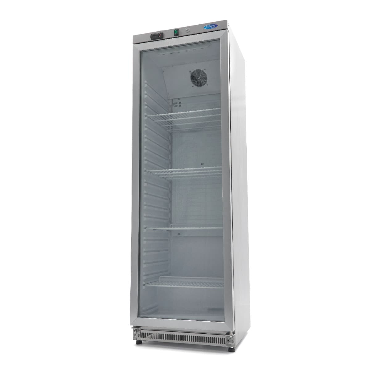 Réfrigérateur - 400 L - acier inoxydable - avec porte en verre
