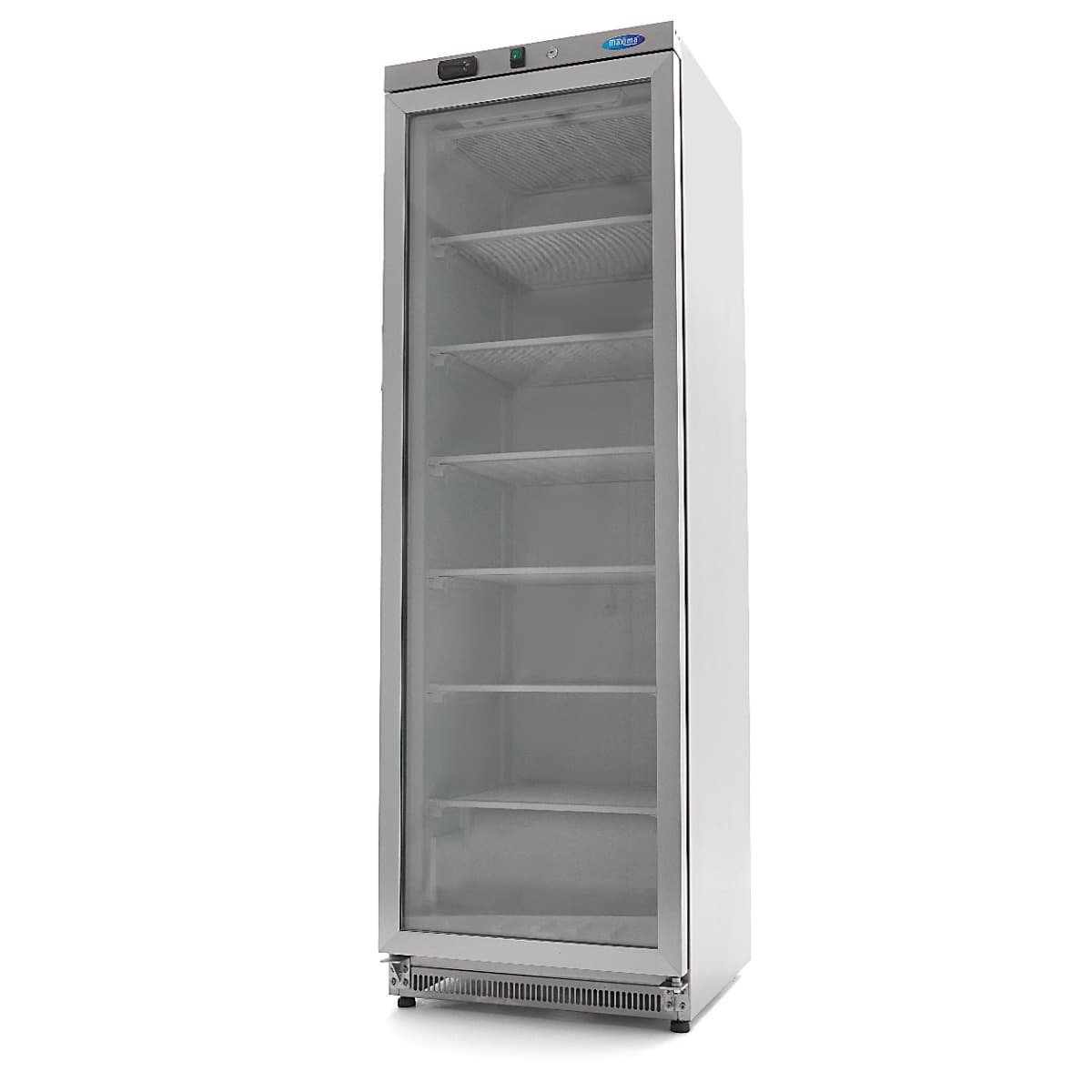 Congélateur - 400 L - acier inoxydable - avec porte en verre