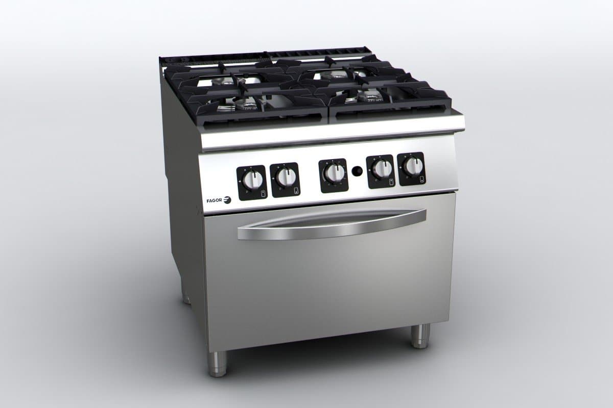 Fourneau - 4 feux vifs sur four GN-2/1 C-G941 H, butane / propane
