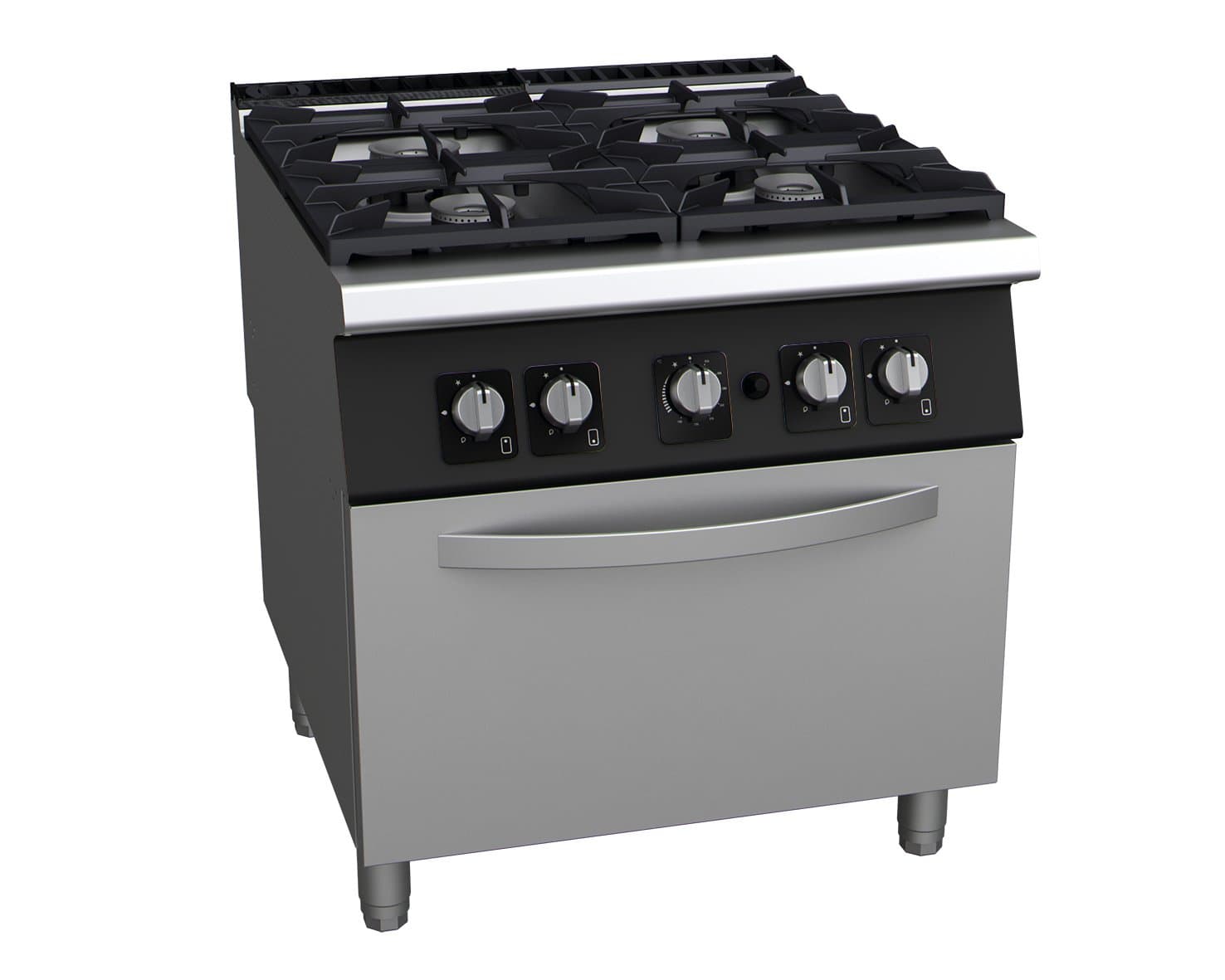 Fourneau - 4 feux vifs sur four GN-2/1 C-G941, gaz naturel