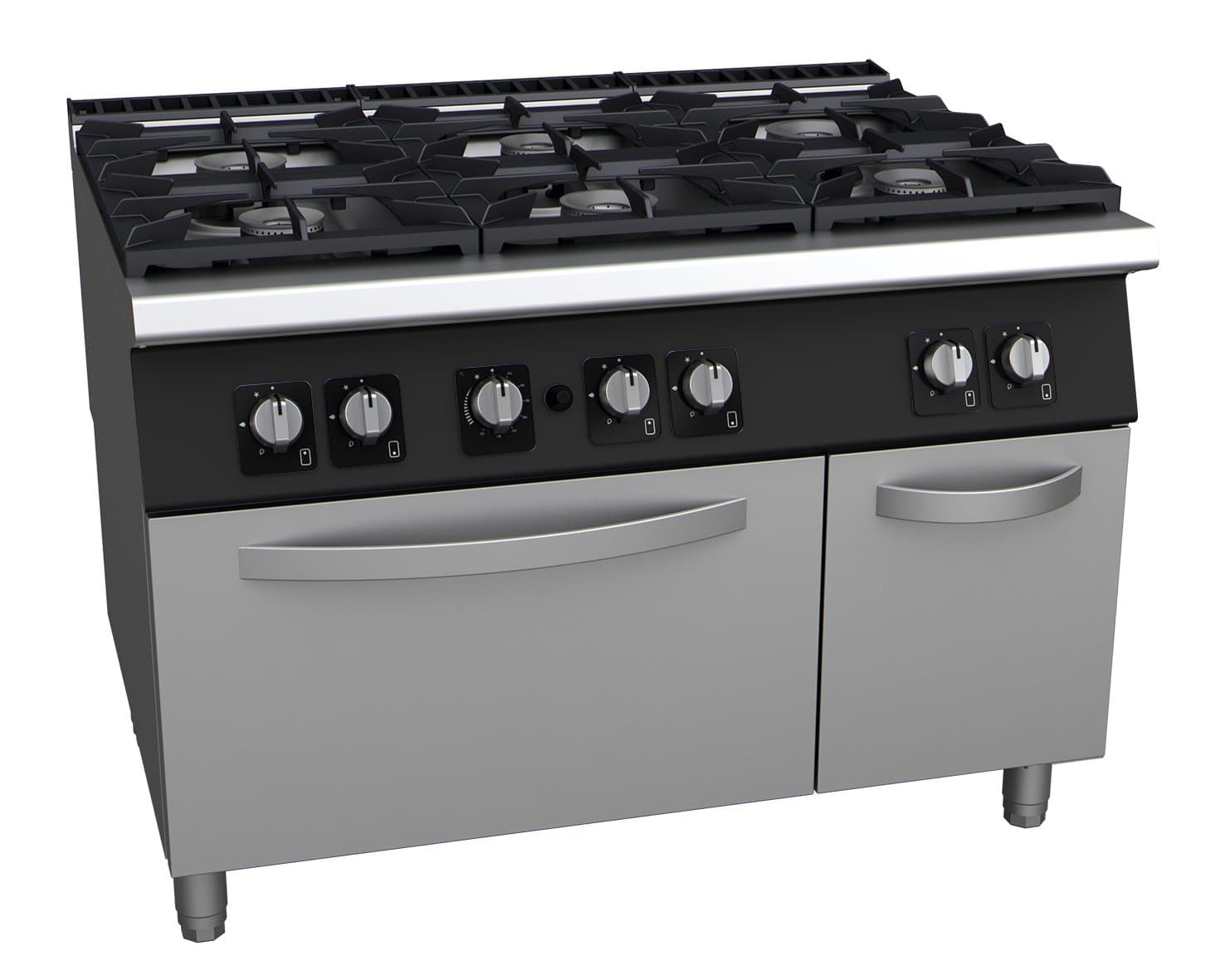 Fourneau - 6 feux vifs sur four GN-2/1 C-G961, gaz naturel