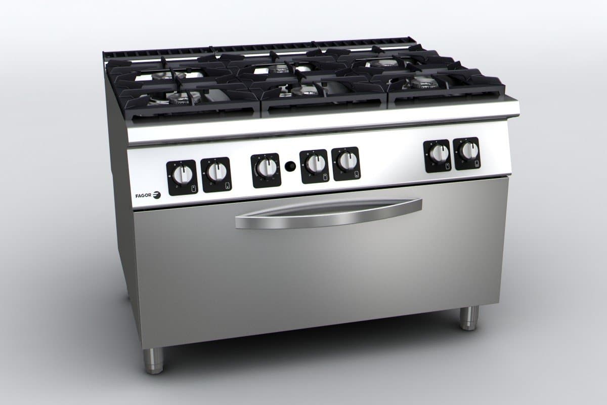 FOURNEAU-6 feux vifs sur four gaz large C-G961 OP H, gaz naturel