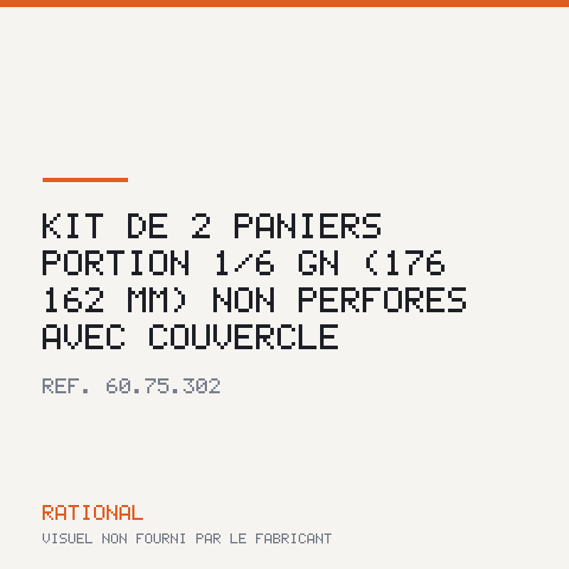 Kit de 2 paniers « portion » 1/6 GN (176 × 162 mm) non perforés avec couvercle