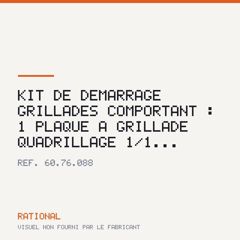 Kit de démarrage grillades − comportant : 1 plaque à grillade quadrillage 1/1...