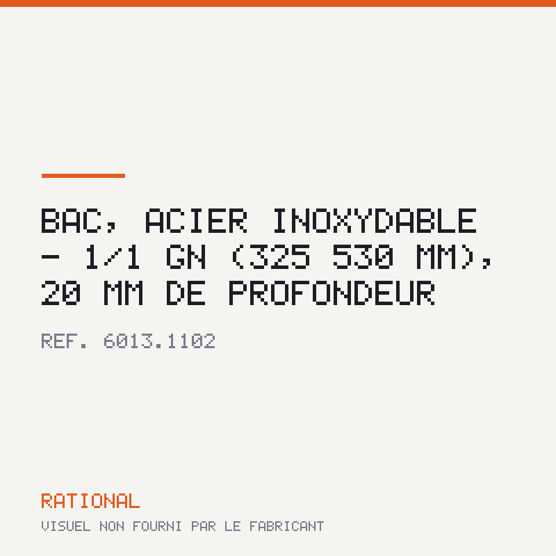 Bac, acier inoxydable - 1/1 GN (325 × 530 mm), 20 mm de profondeur