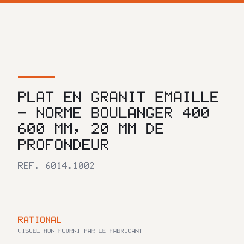 Plat en granit émaillé - Norme boulanger 400 × 600 mm, 20 mm de profondeur
