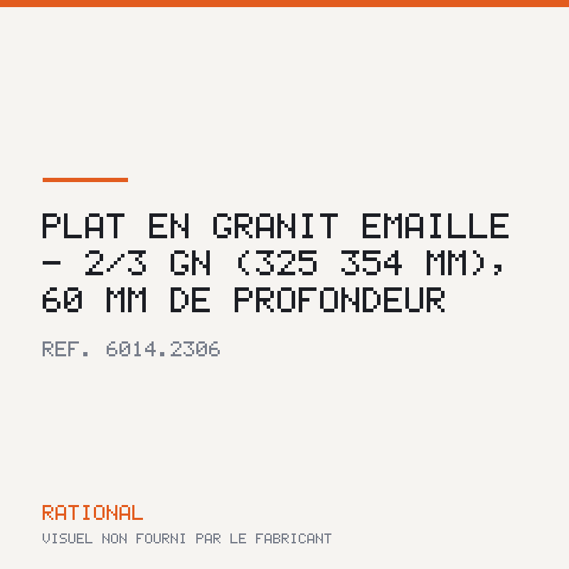 Plat en granit émaillé - 2/3 GN (325 × 354 mm), 60 mm de profondeur