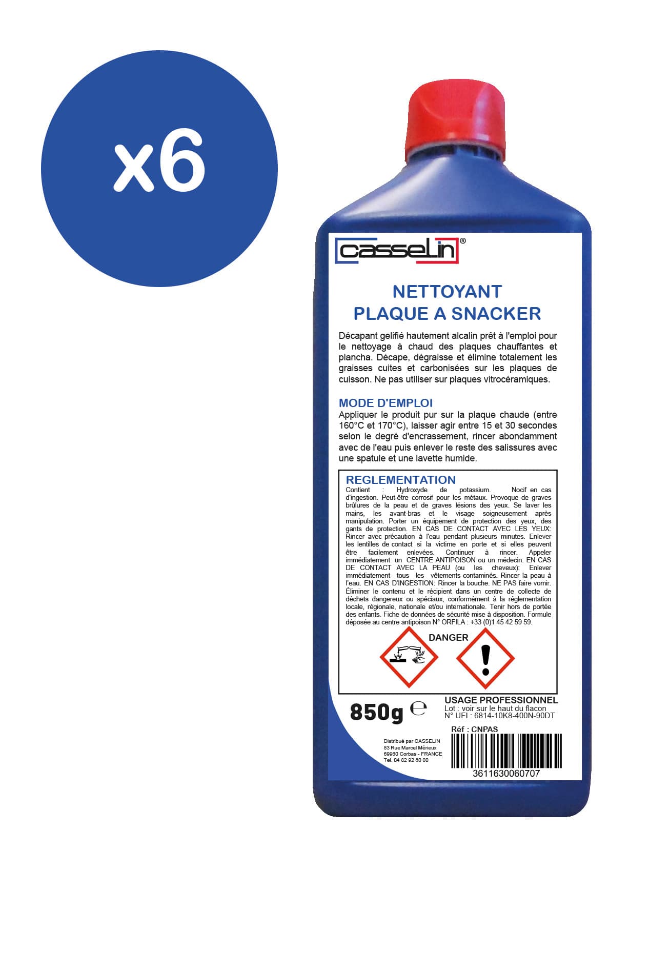 Lot de 6 - Nettoyant plaque à snacker 850 mL