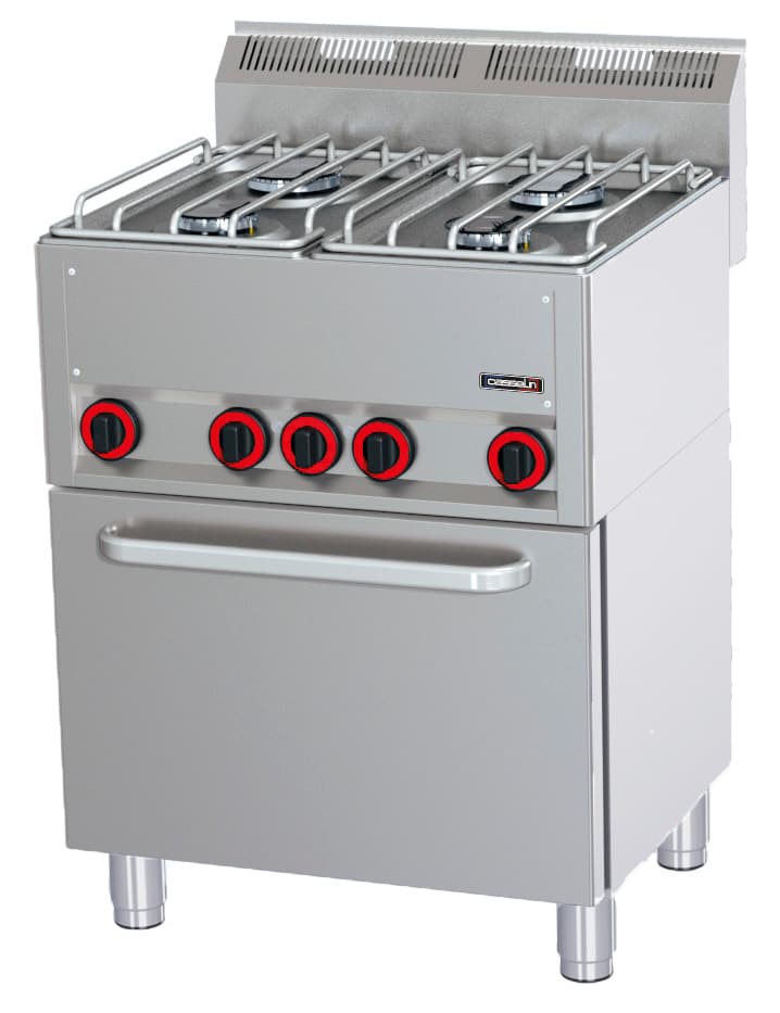 Fourneau gaz 4 feux avec four électrique ventilé GN 1/1 P 66