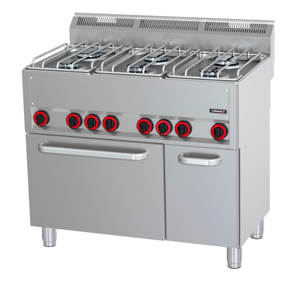 Fourneau gaz 6 feux avec four électrique ventilé GN 1/1 P 99