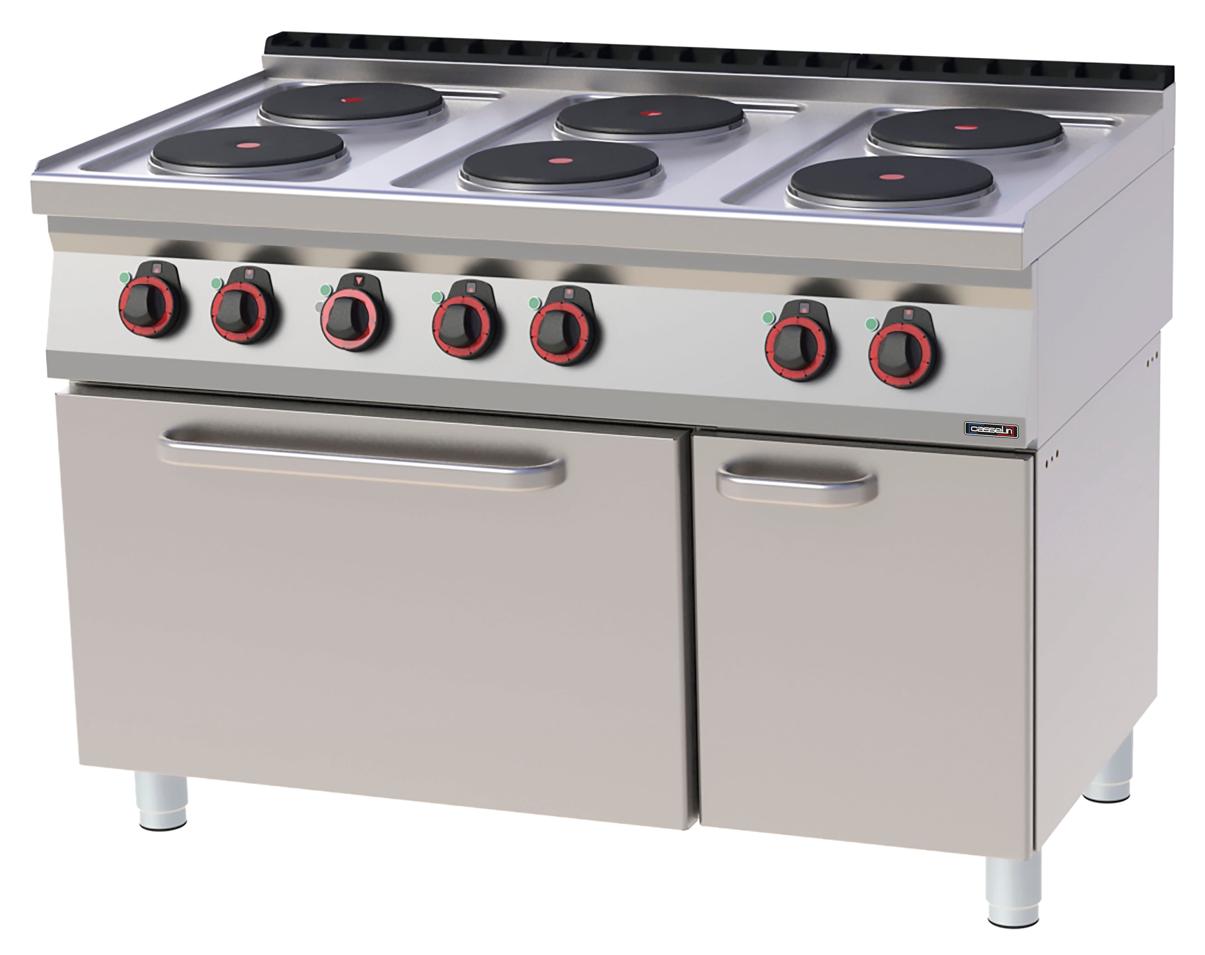 Fourneau électrique 6 feux avec four électrique ventilé GN 1/1 120