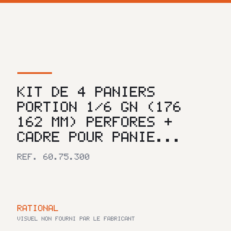 Kit de 4 paniers « portion » 1/6 GN (176 × 162 mm) perforés + cadre pour panie...
