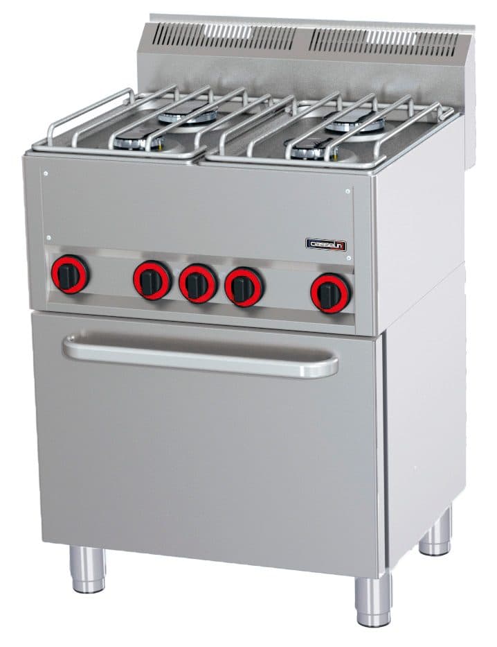 Fourneau gaz 4 feux avec four électrique ventilé GN 1/1 P 66
