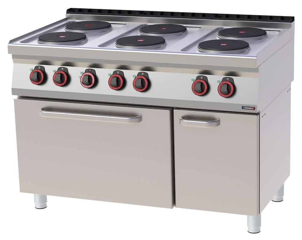 Fourneau électrique 6 feux avec four électrique ventilé GN 1/1 120