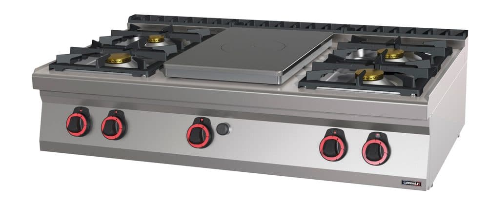 Fourneau gaz à poser 4 feux + 1 plaque coup de feu 120