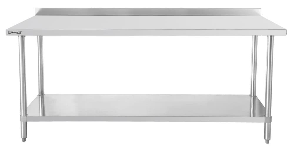 Table de travail inox 700 avec dosseret et étagère 1200 mm