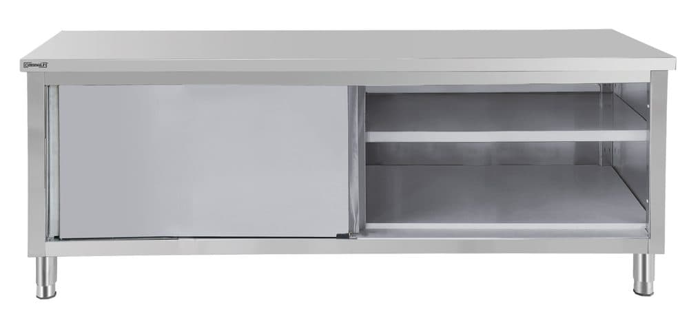 Table de travail Inox 700 avec portes coulissantes 1400 mm