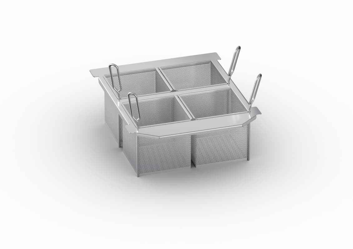 Kit de 4 paniers « portion » 1/6 GN (176 × 162 mm) perforés + cadre pour panie...