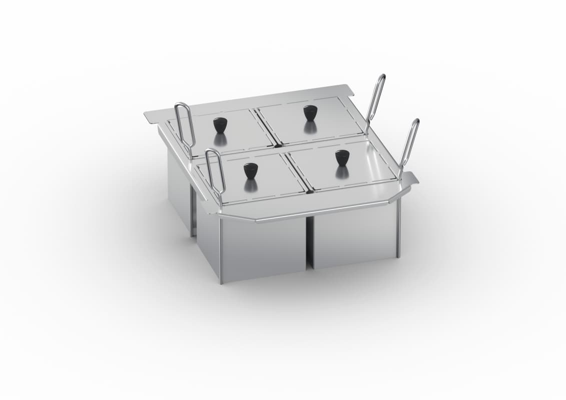 Kit de 4 paniers « portion » 1/6 GN (176 × 162 mm) non perforés avec couvercle...