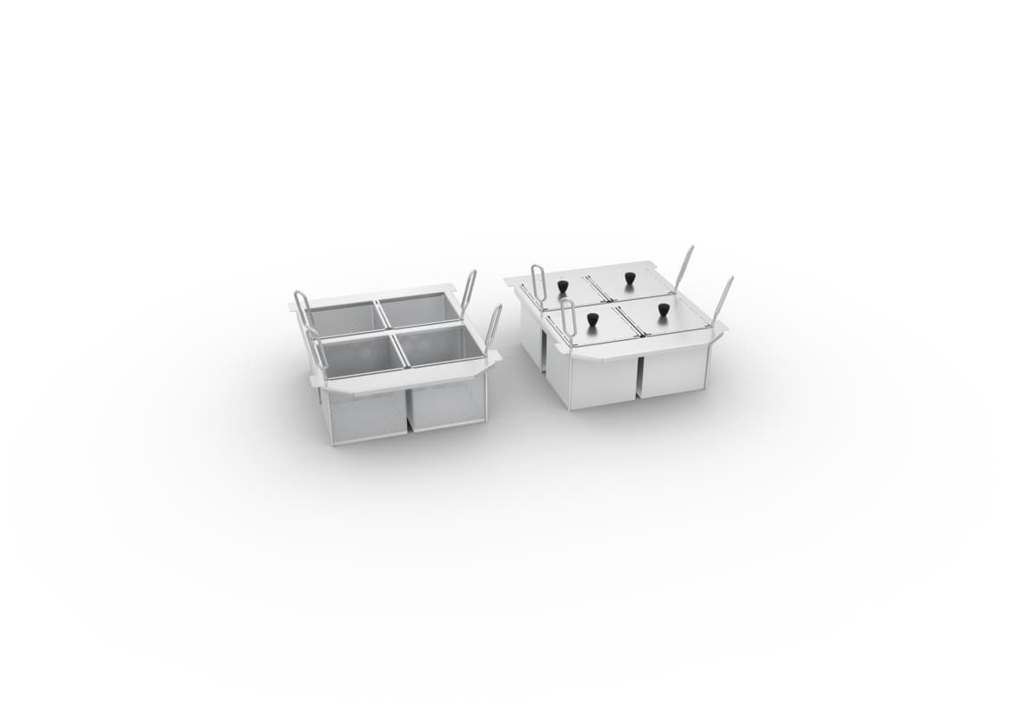 Kit de 4 paniers « portion » 1/6 GN (176 × 162 mm) perforés, 4 paniers « porti...
