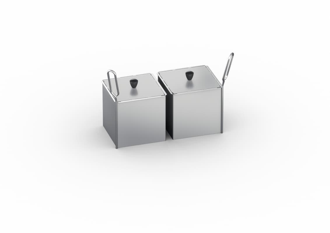 Kit de 2 paniers « portion » 1/6 GN (176 × 162 mm) non perforés avec couvercle