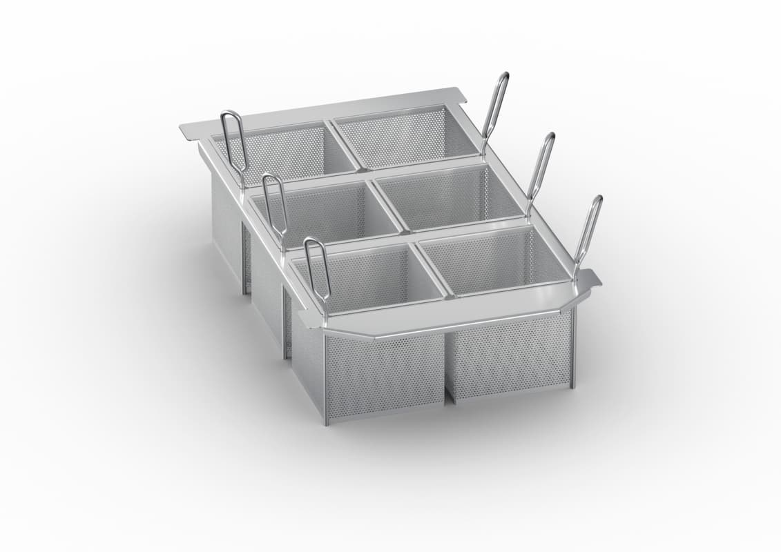 Kit de 6 paniers « portion » 1/6 GN (176 × 162 mm) perforés + cadre pour panie...