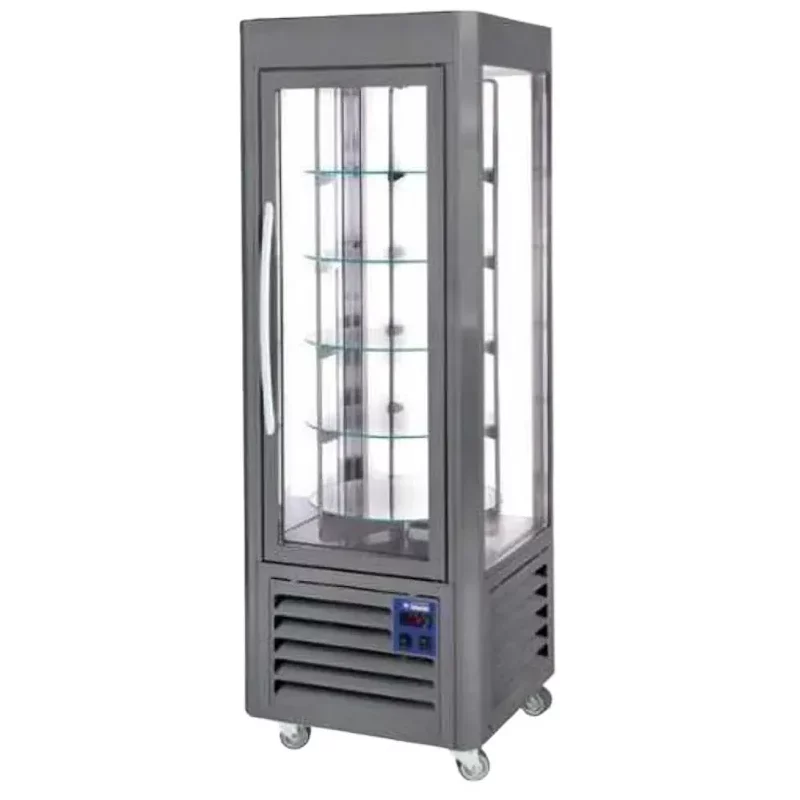 Vitrine Panoramique ventilée 5 plateaux tournants 360 litres Inox