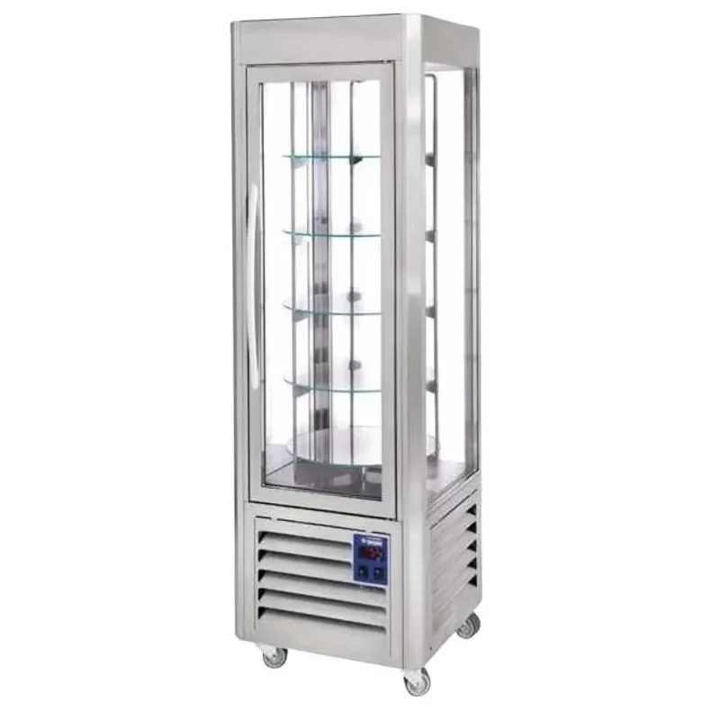 Vitrine Panoramique ventilée 5 plateaux tournants 360 litres Inox