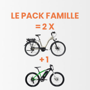 Pack Famille – Location 3 vélos électriques (2 adultes+1 enfant)