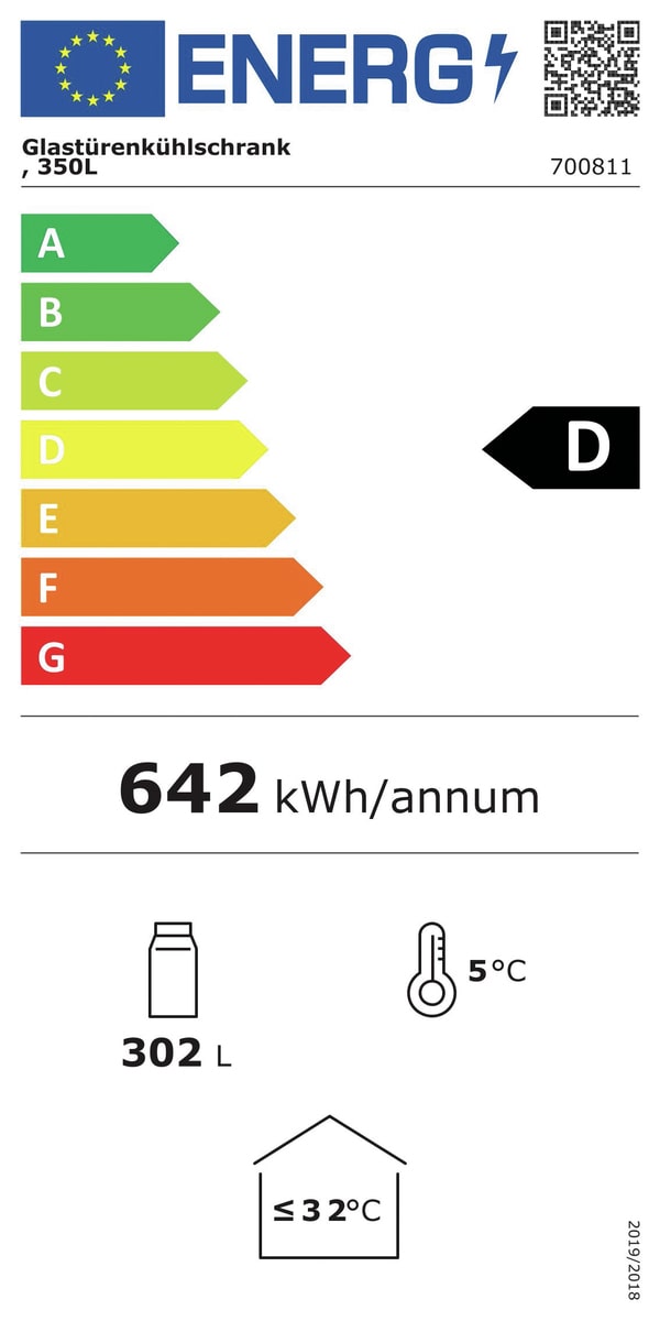 Réfrigérateur avec porte en verre 302L WB