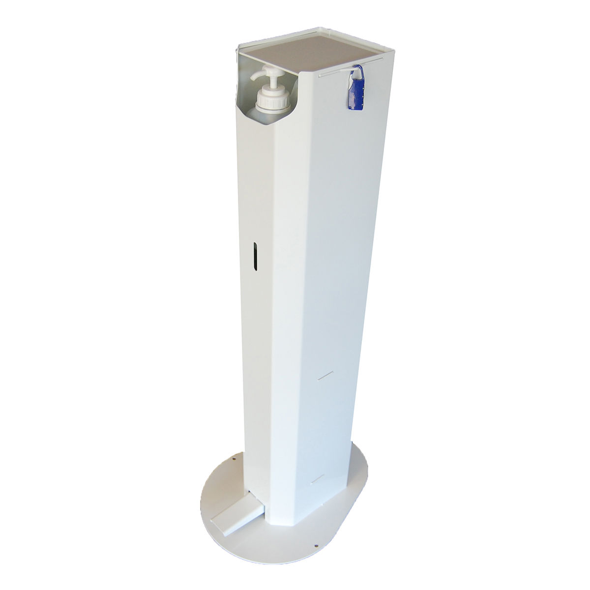 Distributeur ACIER PEINT BLANC sans contact de gel hydro alcoolique mains libres « Capacité 5 litres »