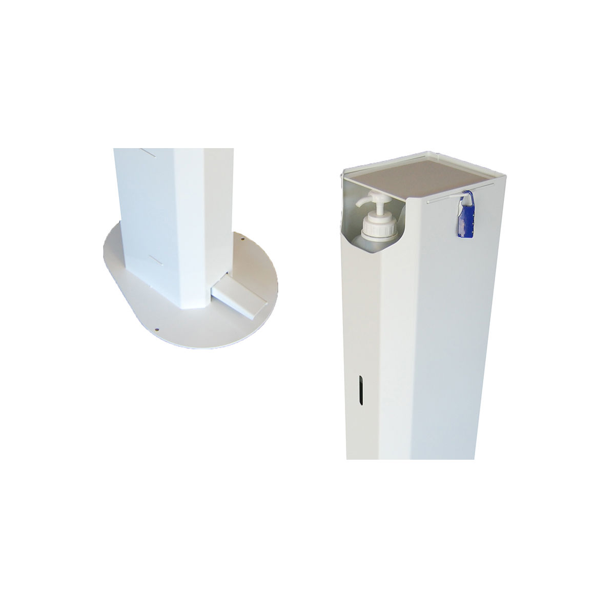 Distributeur ACIER PEINT BLANC sans contact de gel hydro alcoolique mains libres « Capacité 5 litres »