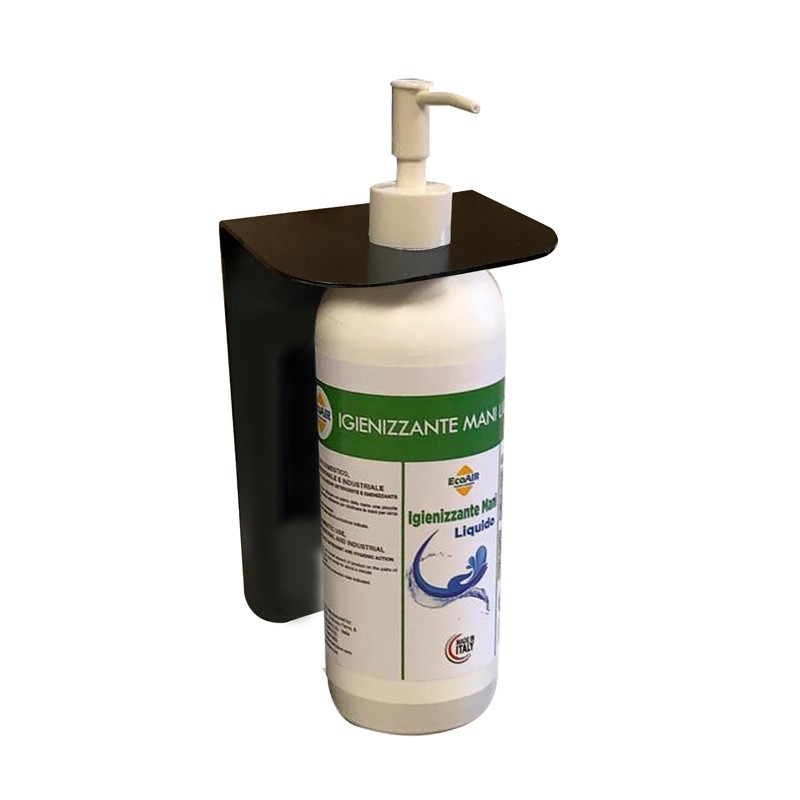 Applique murale pour bouteille de désinfectant avec bouchon type push