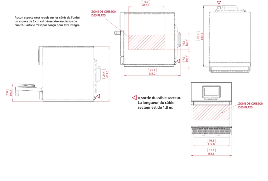 Merrychef conneX16® Shéma dimensions