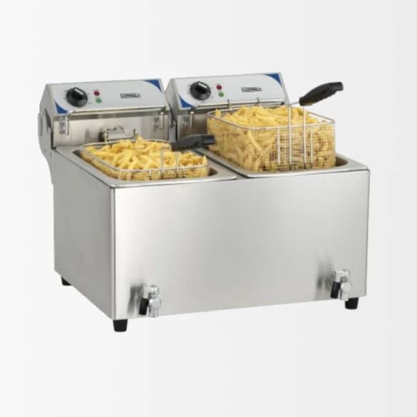Friteuse électrique avec vanne de vidange 2 x 10 litres