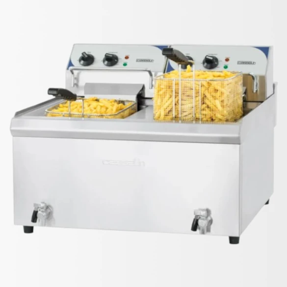 Friteuse électrique avec vanne de vidange 2 x 10 litres haut rendement