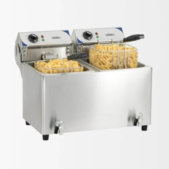 Friteuse électrique avec vanne de vidange 2 x 7 litres