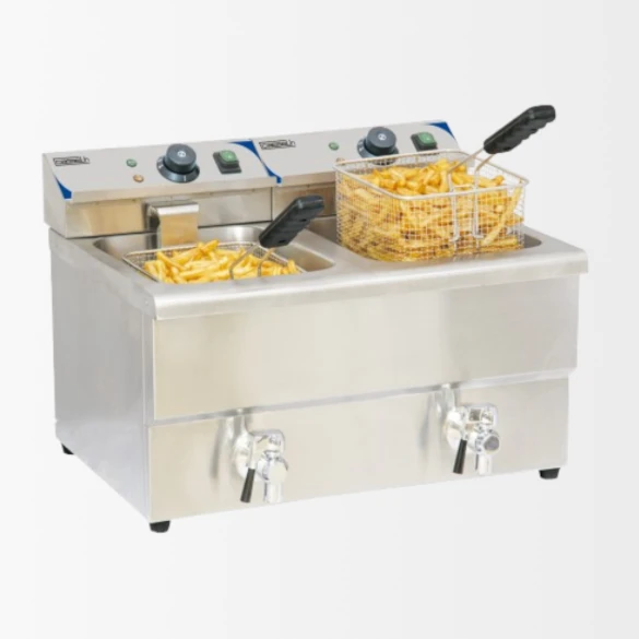 Friteuse électrique avec vanne de vidange 2 x 8 litres