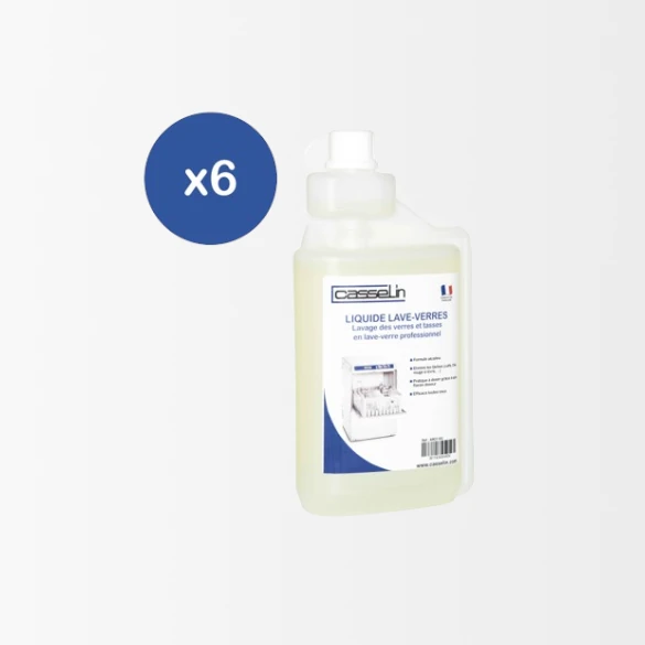 Lot de 6 - Liquide de lavage pour lave-verres 1L